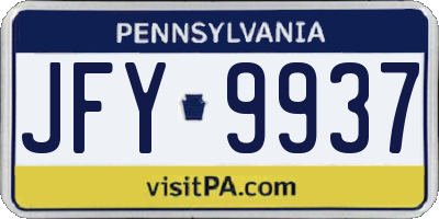 PA license plate JFY9937