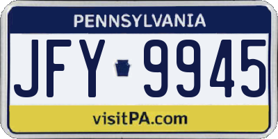 PA license plate JFY9945
