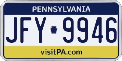 PA license plate JFY9946