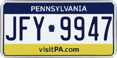 PA license plate JFY9947