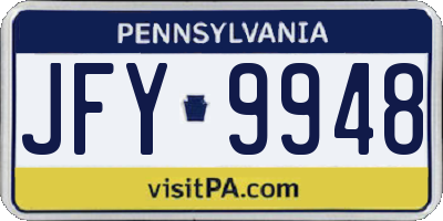 PA license plate JFY9948