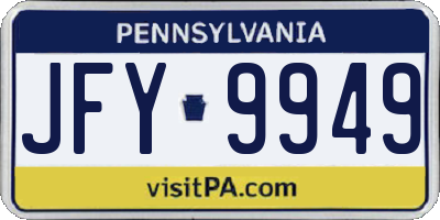 PA license plate JFY9949