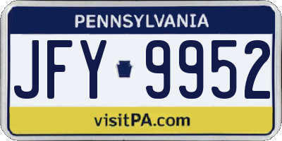 PA license plate JFY9952