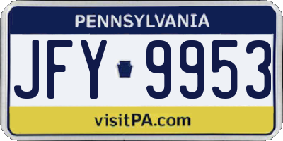 PA license plate JFY9953
