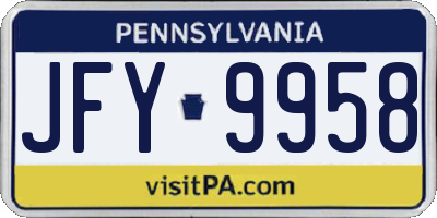 PA license plate JFY9958