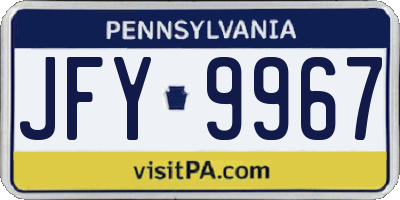 PA license plate JFY9967
