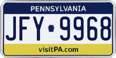 PA license plate JFY9968