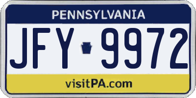 PA license plate JFY9972