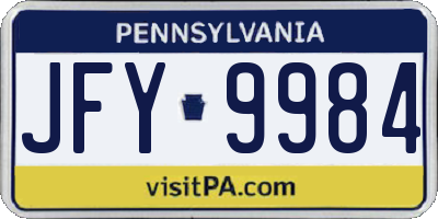 PA license plate JFY9984