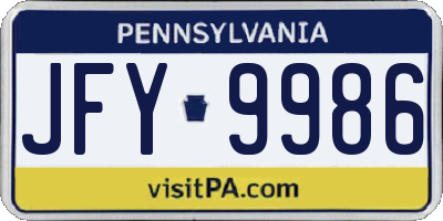 PA license plate JFY9986