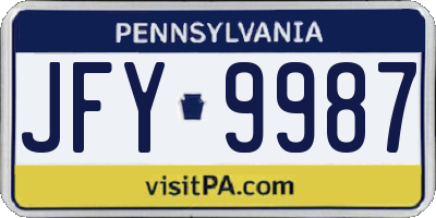 PA license plate JFY9987
