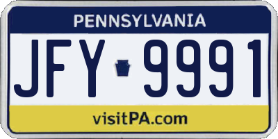 PA license plate JFY9991