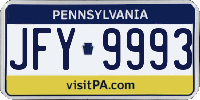 PA license plate JFY9993