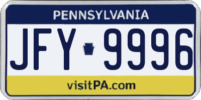 PA license plate JFY9996