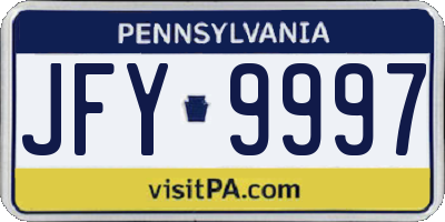PA license plate JFY9997