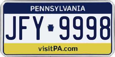 PA license plate JFY9998