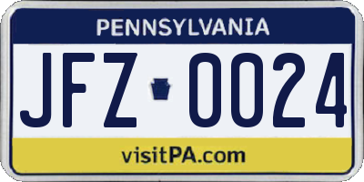 PA license plate JFZ0024