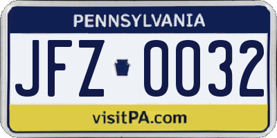 PA license plate JFZ0032