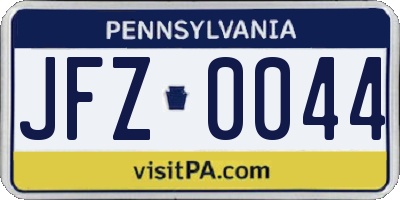 PA license plate JFZ0044