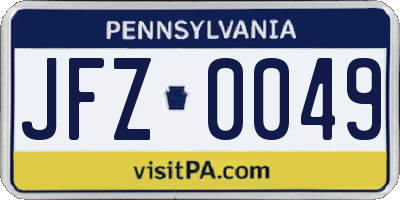 PA license plate JFZ0049