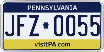 PA license plate JFZ0055