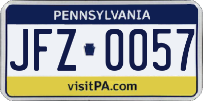 PA license plate JFZ0057