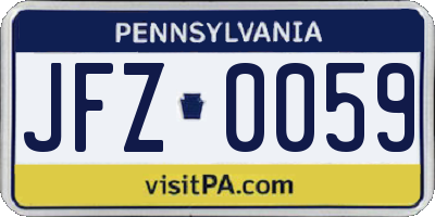 PA license plate JFZ0059