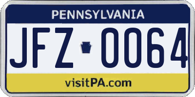 PA license plate JFZ0064