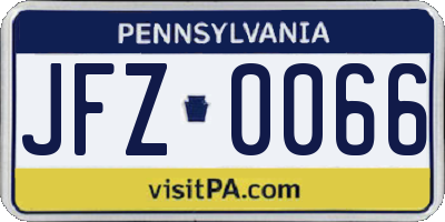 PA license plate JFZ0066