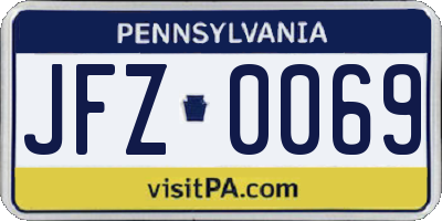 PA license plate JFZ0069
