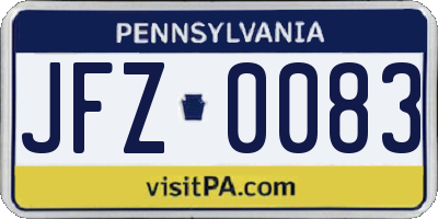 PA license plate JFZ0083