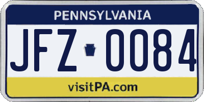 PA license plate JFZ0084