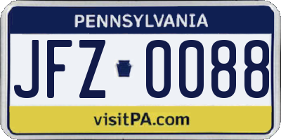 PA license plate JFZ0088