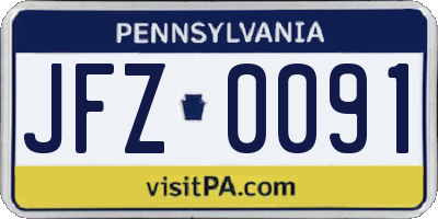 PA license plate JFZ0091
