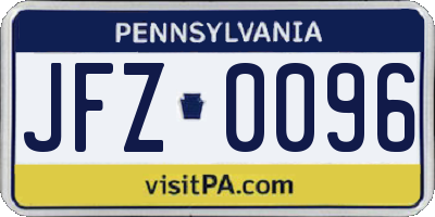 PA license plate JFZ0096