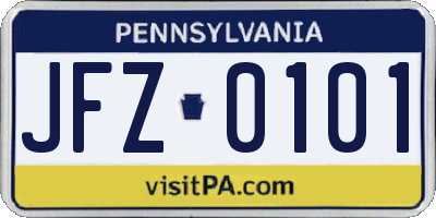 PA license plate JFZ0101