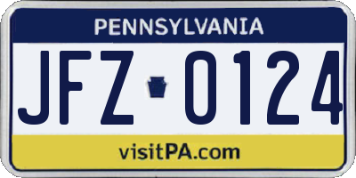 PA license plate JFZ0124