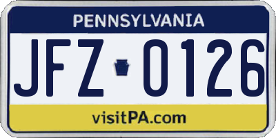 PA license plate JFZ0126