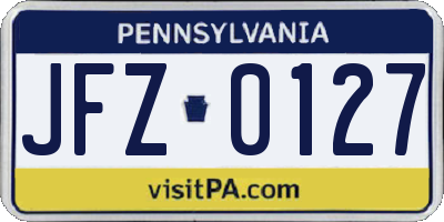 PA license plate JFZ0127
