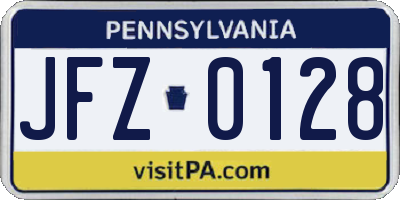 PA license plate JFZ0128