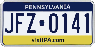 PA license plate JFZ0141