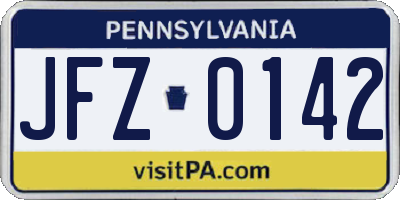 PA license plate JFZ0142