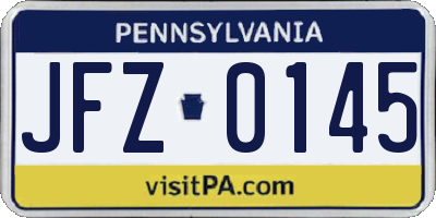 PA license plate JFZ0145