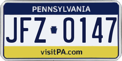 PA license plate JFZ0147
