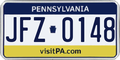 PA license plate JFZ0148