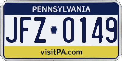 PA license plate JFZ0149