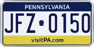 PA license plate JFZ0150
