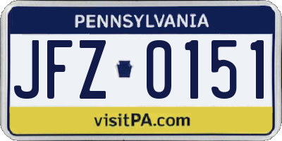 PA license plate JFZ0151