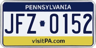 PA license plate JFZ0152