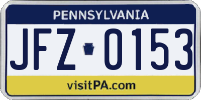 PA license plate JFZ0153